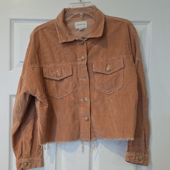 American Eagle Outfitters Jackets & Blazers - American Eagle Outfitters Corduroy Utility Jacket in Salmon Size Small Cropped